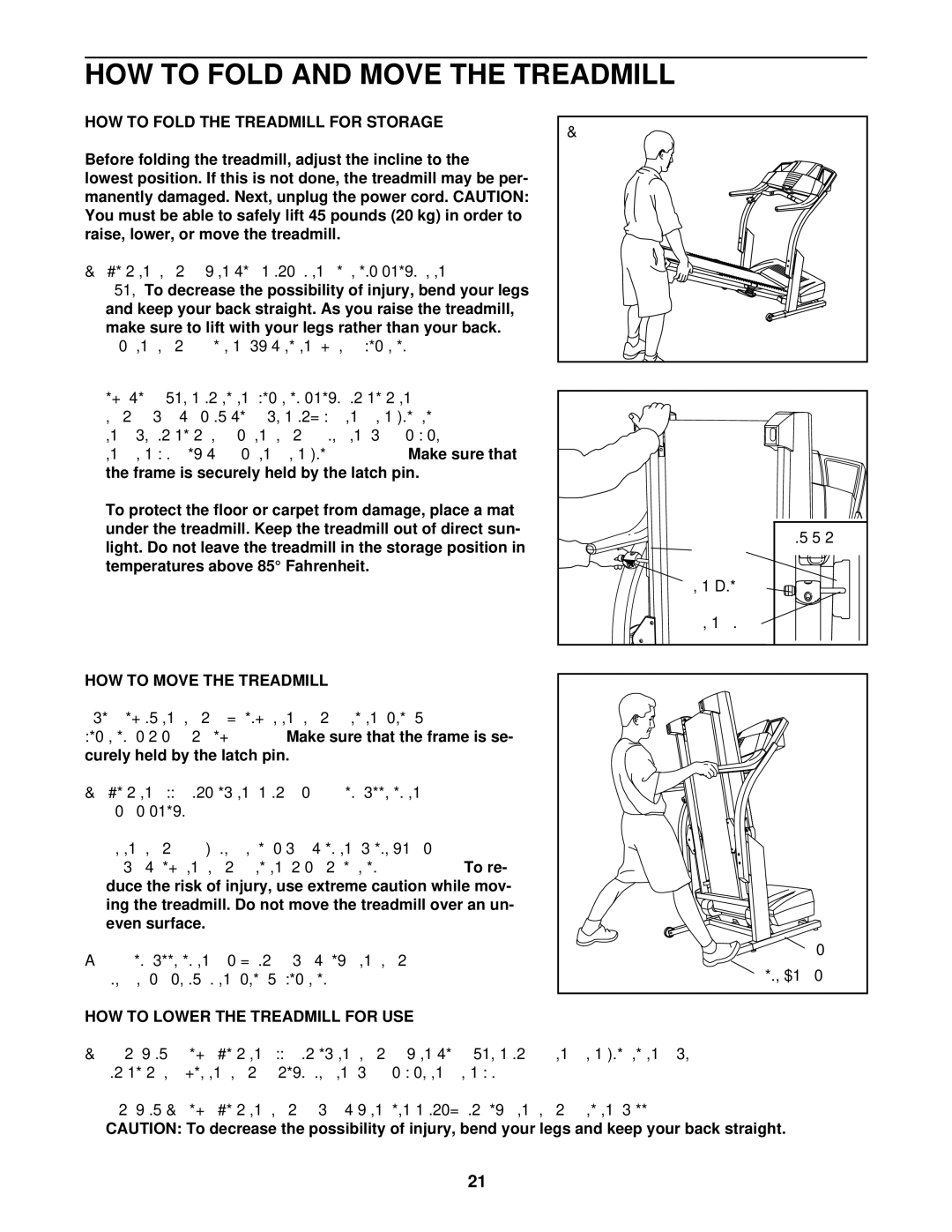 ProForm 831.293061 HOW to Fold the Treadmill for Storage, HOW to Move the Treadmill, HOW to Lower the Treadmill for USE 