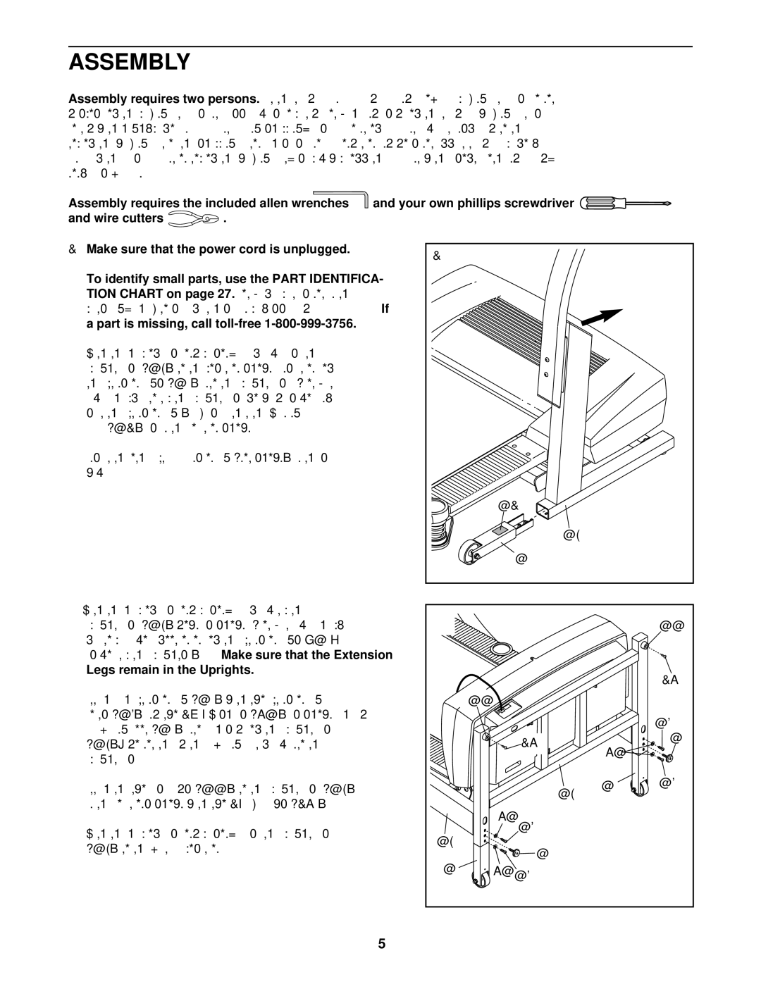 ProForm 831.293061 user manual Assembly, Make sure that the power cord is unplugged, Part is missing, call toll-free 