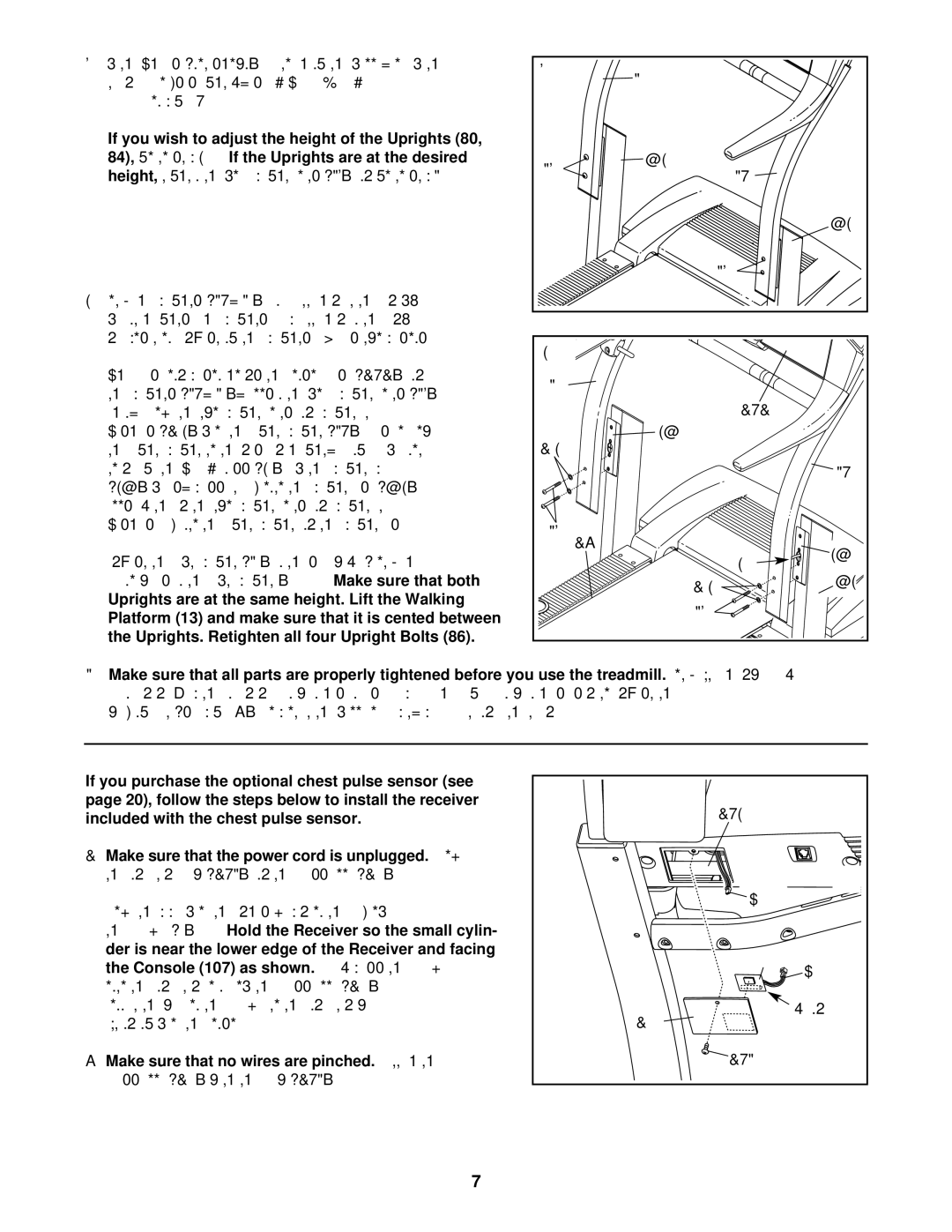 ProForm 831.293061 Treadmill on, Make sure that no wires are pinched, Access Door 122 with the Screw 107 Wire Cylinder 