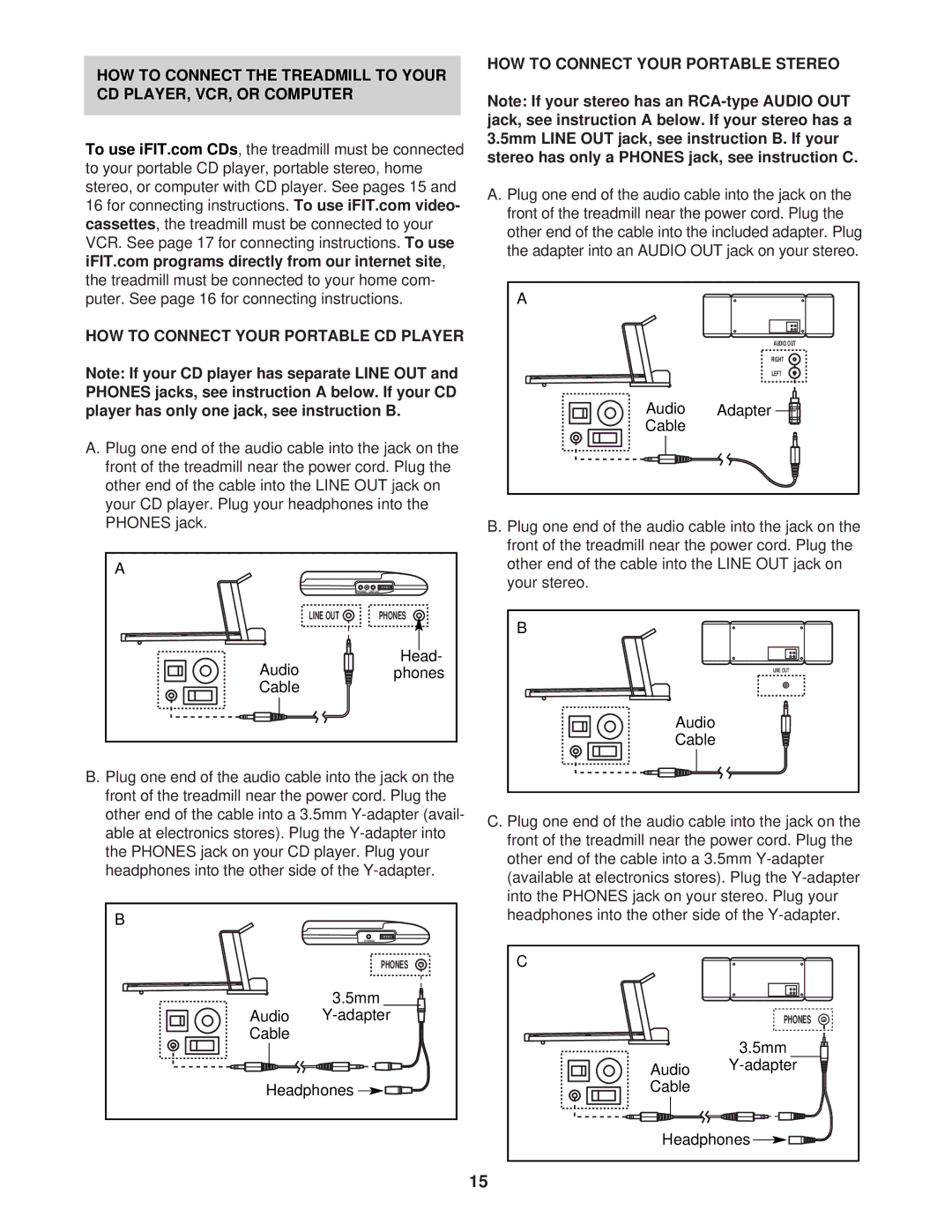 ProForm 831.293062 user manual Cassettes, HOW to Connect Your Portable CD Player, HOW to Connect Your Portable Stereo 