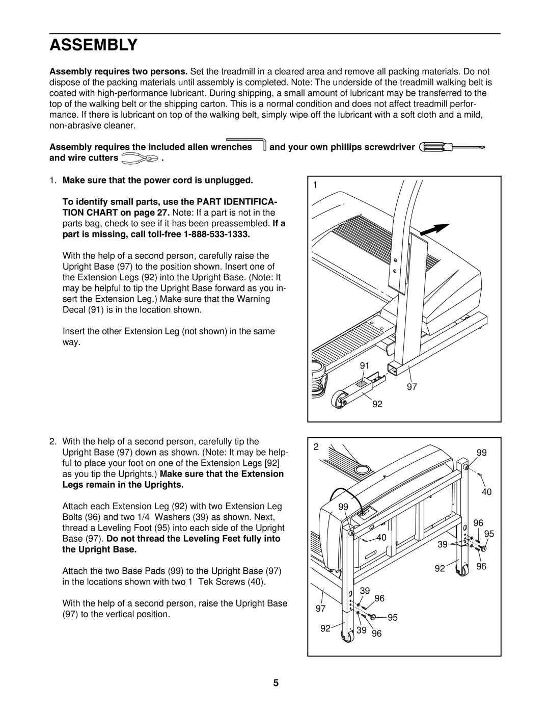 ProForm 831.293063 user manual Assembly, Legs remain in the Uprights 