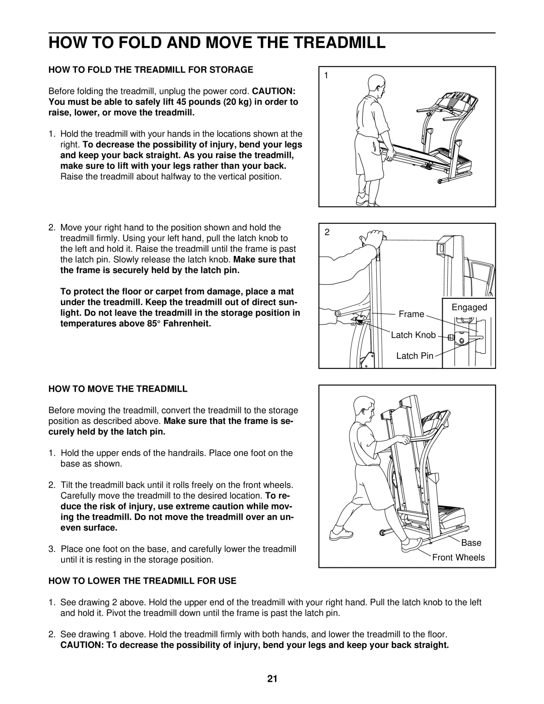 ProForm 831.293200 HOW to Fold and Move the Treadmill, HOW to Fold the Treadmill for Storage, HOW to Move the Treadmill 