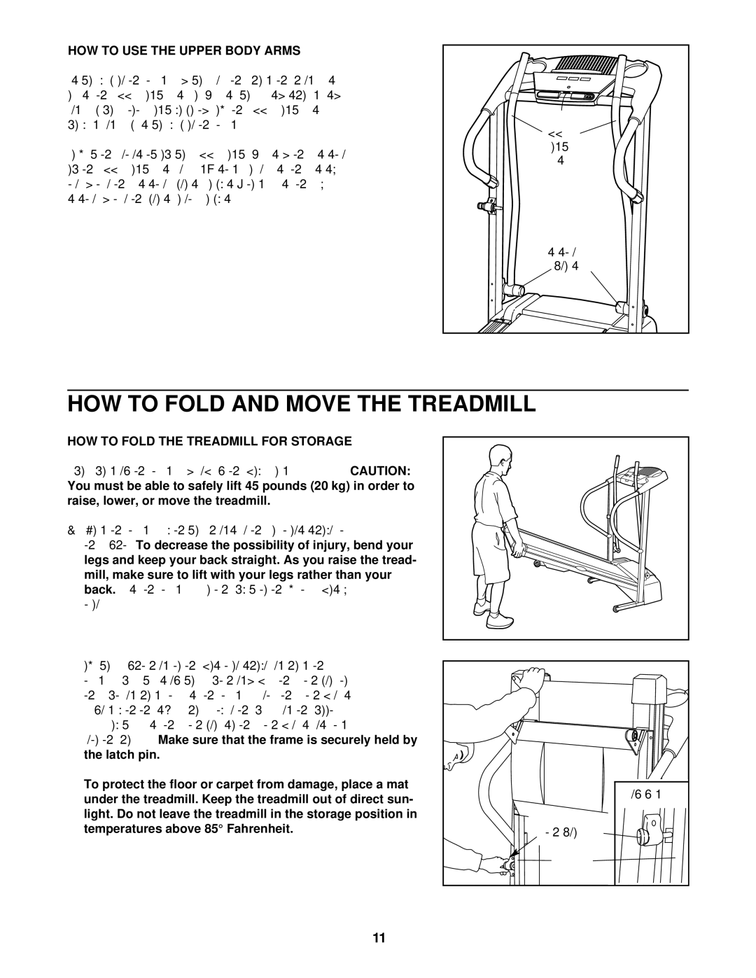 ProForm 831.293230 user manual HOW to USE the Upper Body Arms, HOW to Fold the Treadmill for Storage 