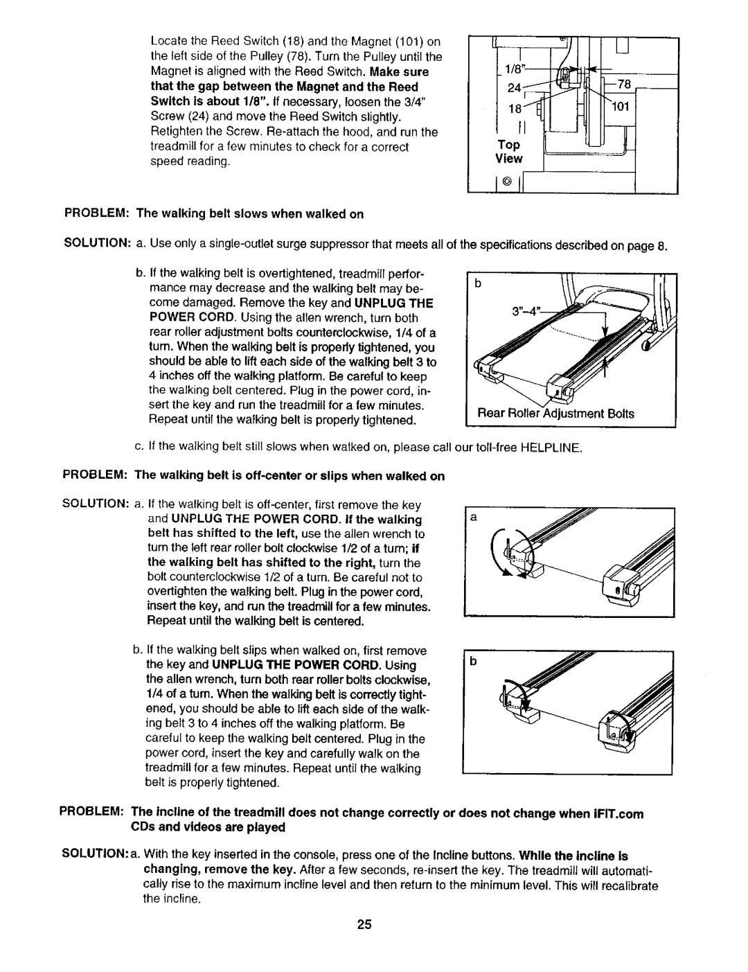 ProForm 831.29325 user manual View, Problem The walking belt slows when walked on 