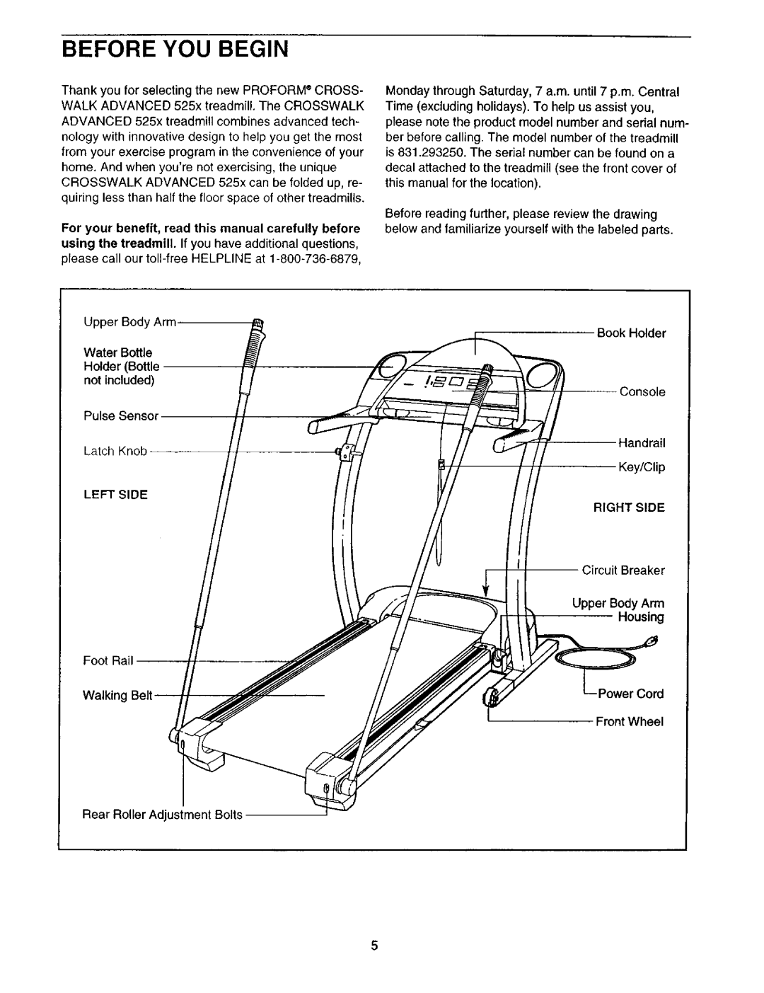 ProForm 831.29325 user manual Before YOU Begin, Latch Knob, Right Side, Housing 