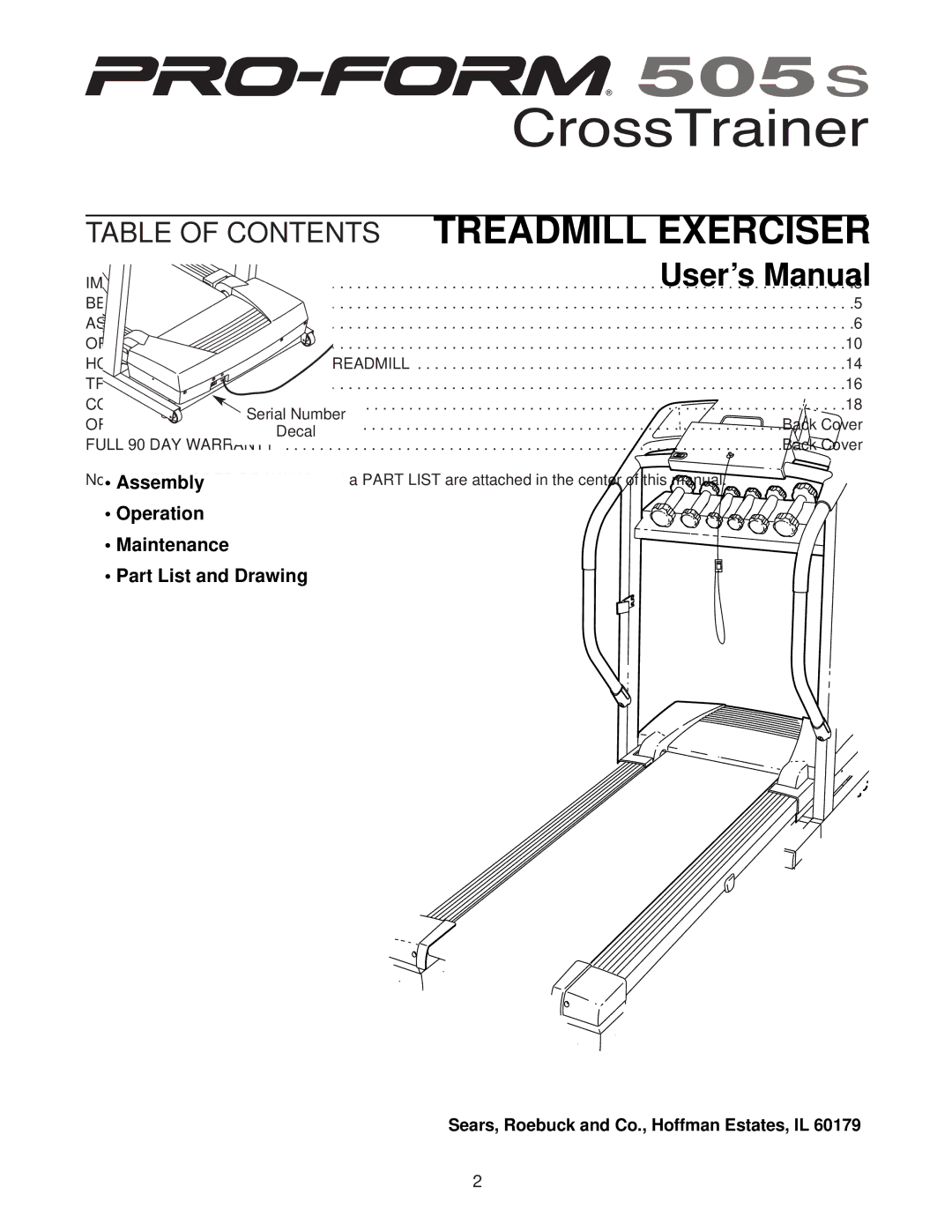 ProForm 831.294241 user manual Table of Contents 