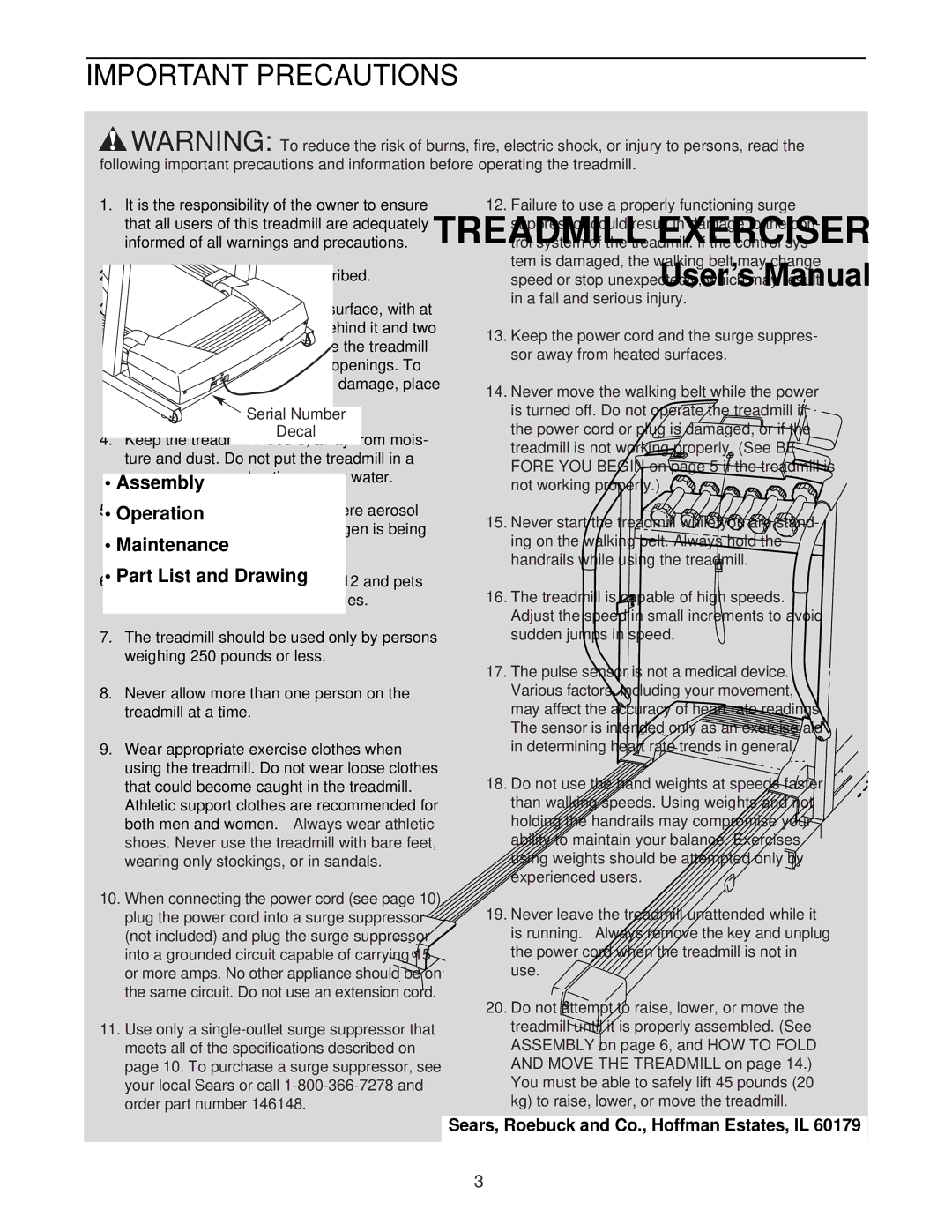 ProForm 831.294241 user manual Important Precautions 