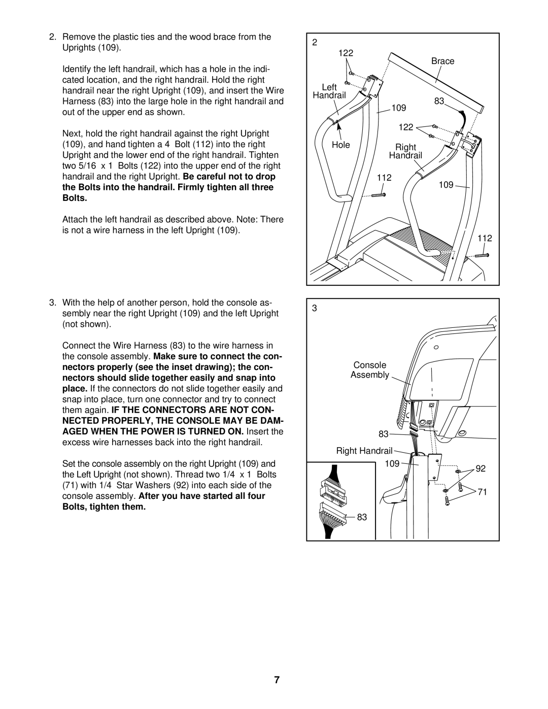 ProForm 831.294250 user manual Bolts, tighten them 