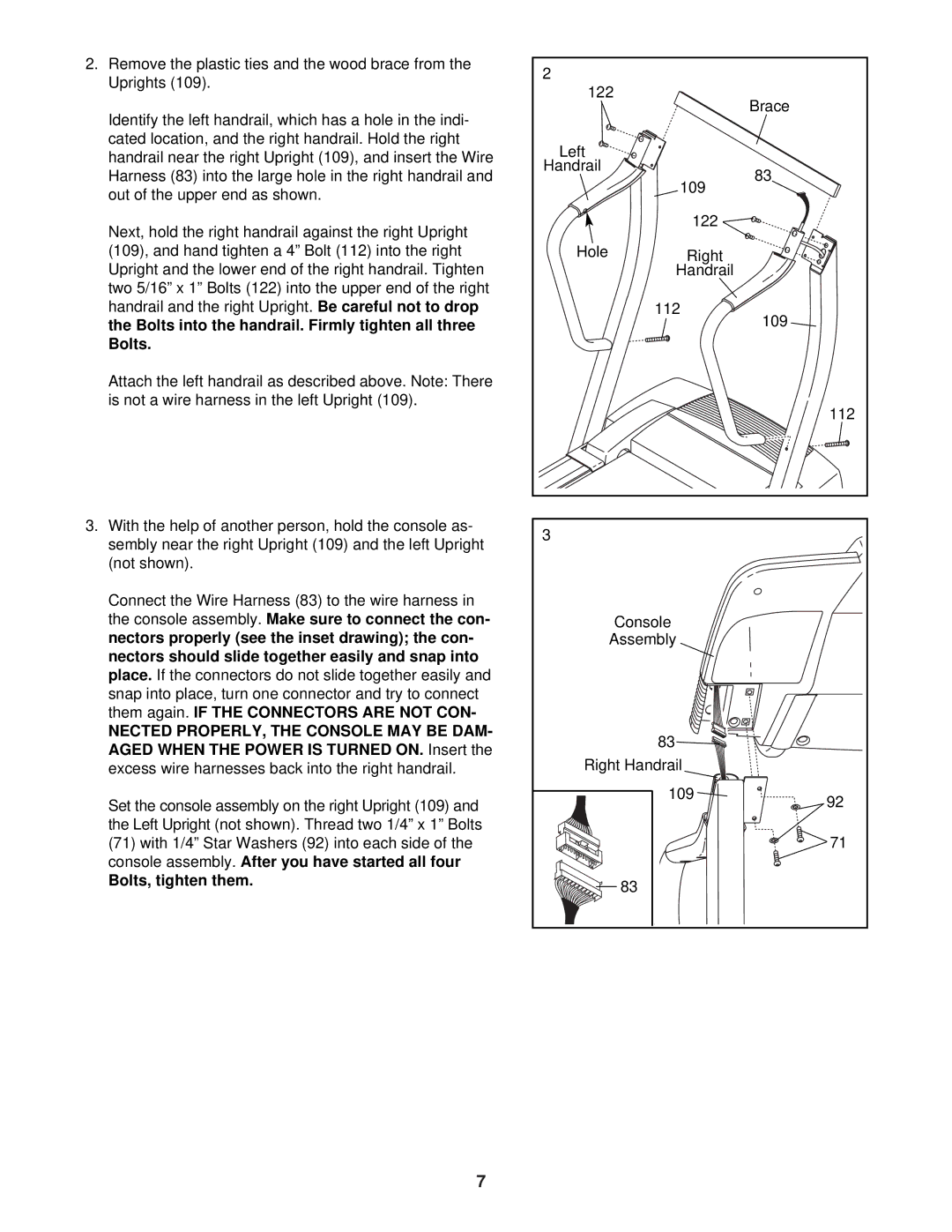 ProForm 831.294251 user manual Bolts, tighten them 