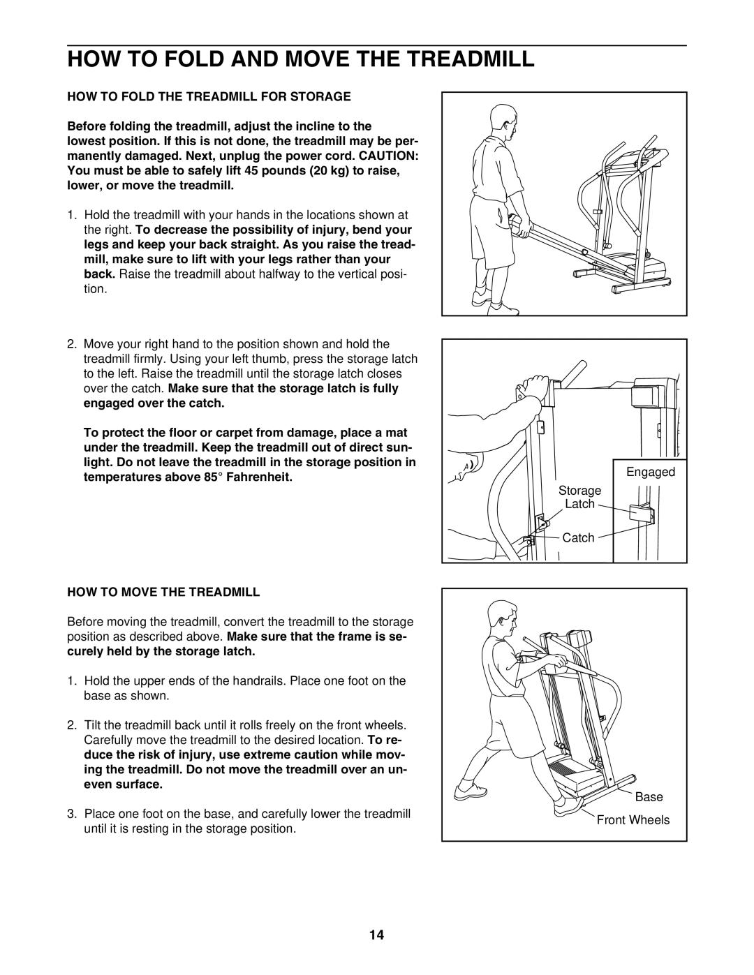 ProForm 831.295031 HOW to Fold and Move the Treadmill, HOW to Fold the Treadmill for Storage, HOW to Move the Treadmill 