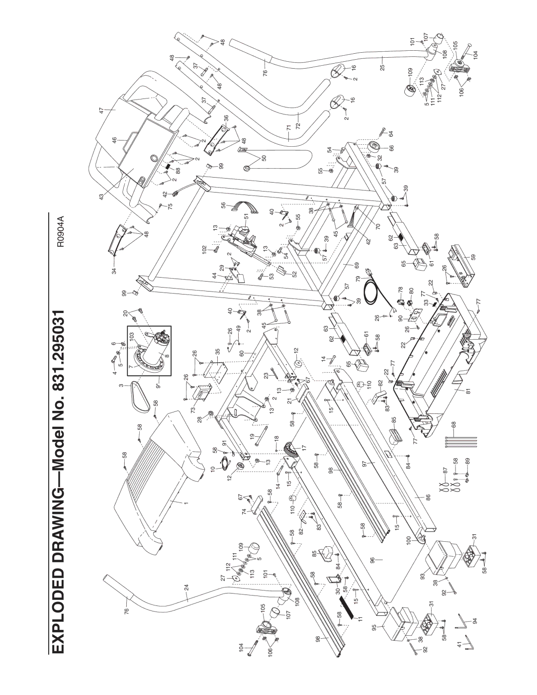 ProForm 831.295031 user manual Exploded DRAWING-Model No 