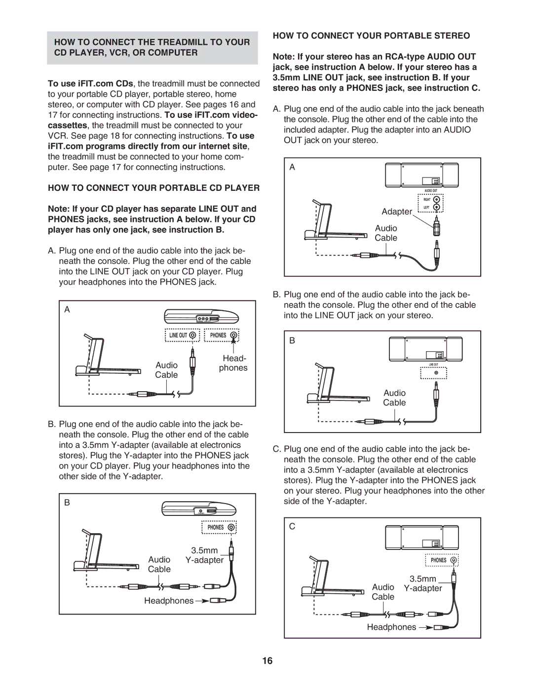 ProForm 831.295040 user manual HOW to Connect Your Portable Stereo 