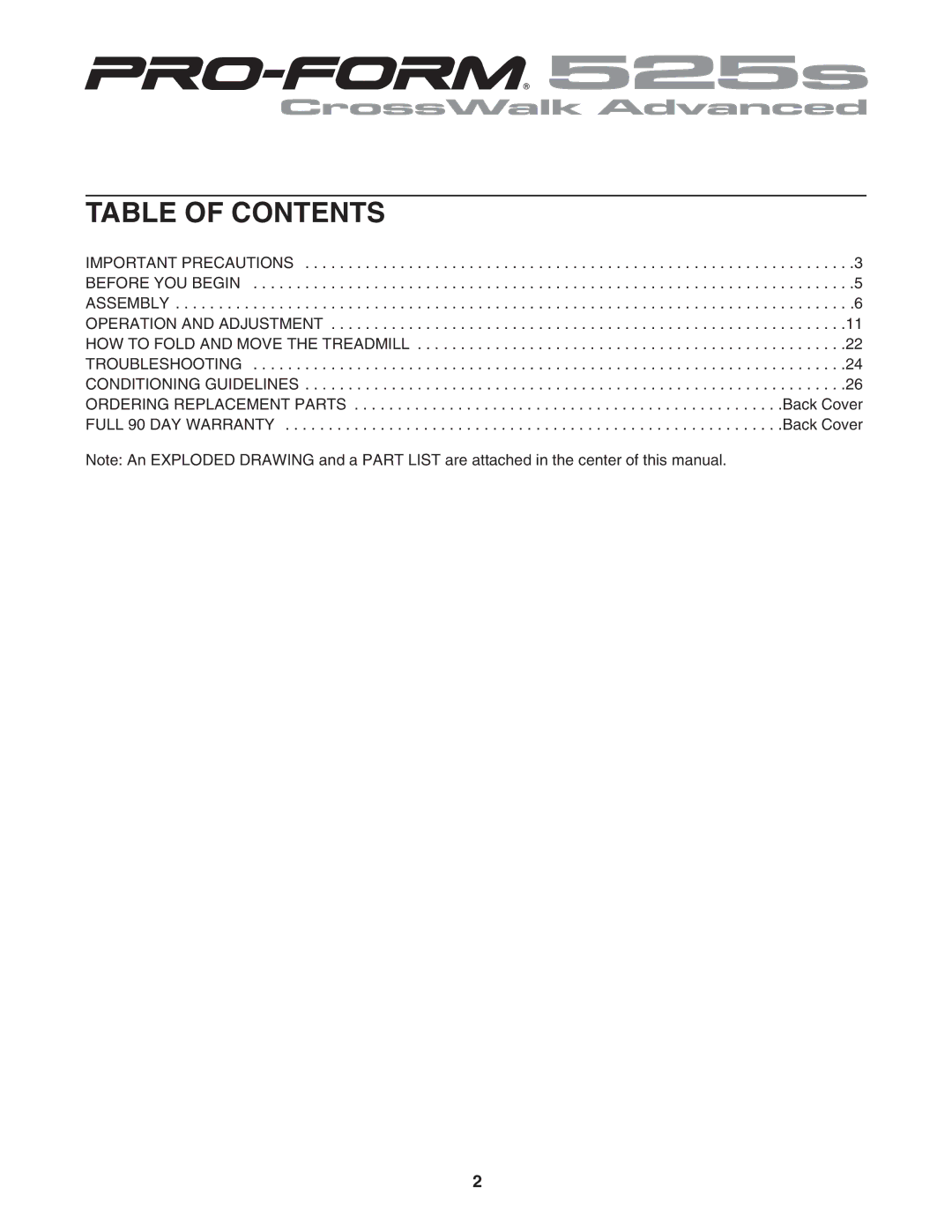 ProForm 831.295040 user manual Table of Contents 