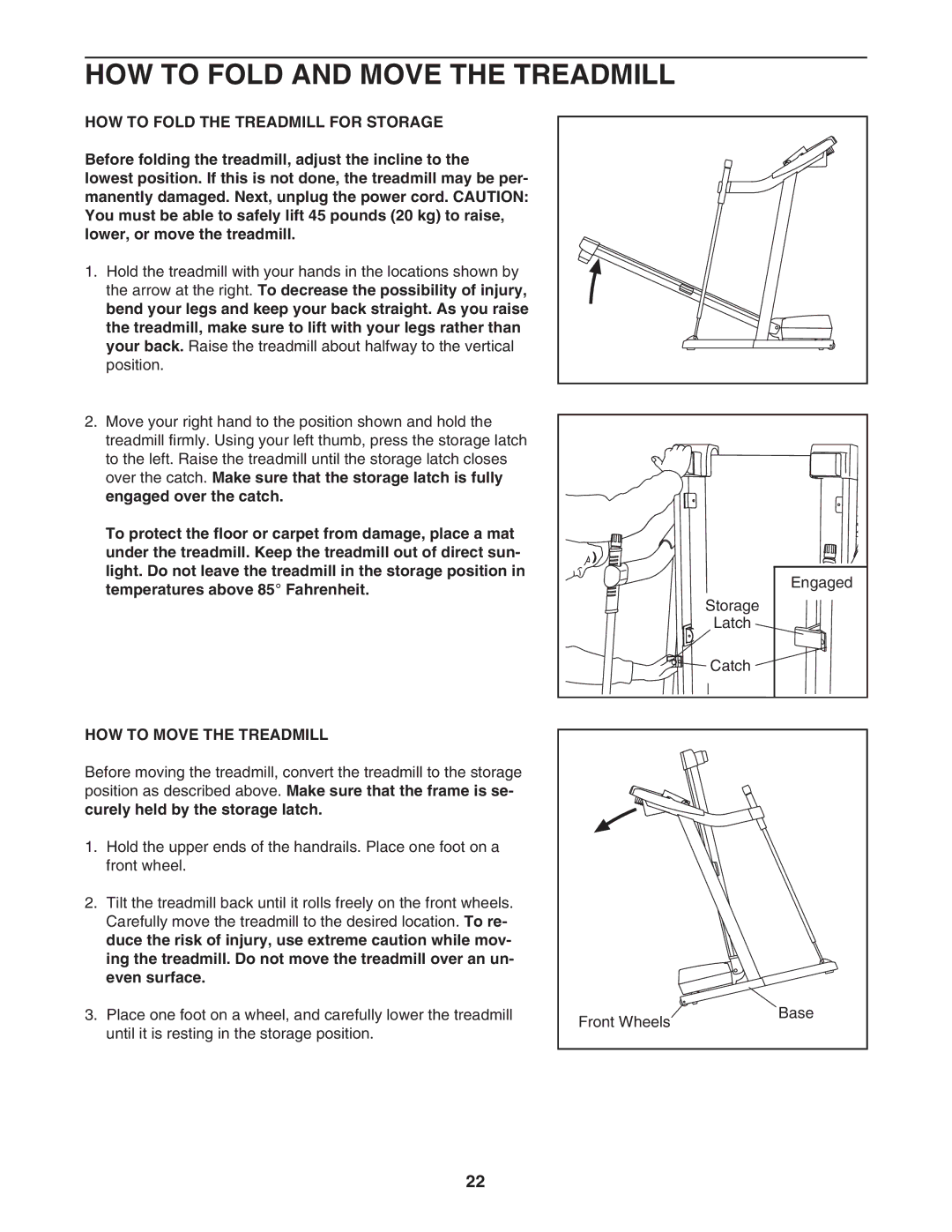 ProForm 831.295040 HOW to Fold and Move the Treadmill, HOW to Fold the Treadmill for Storage, HOW to Move the Treadmill 