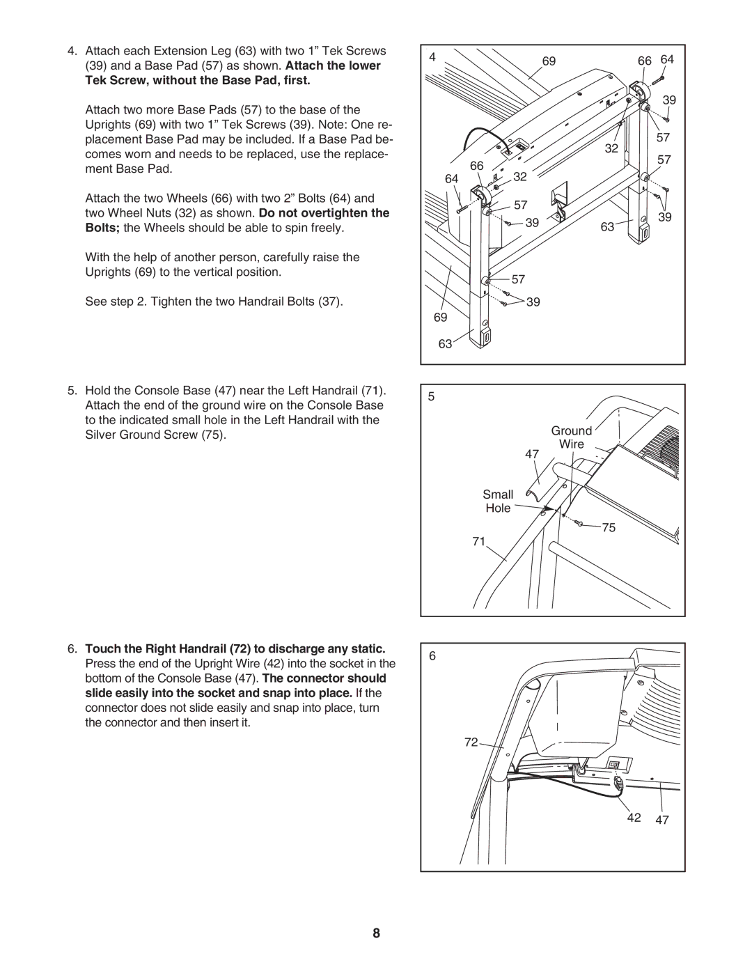 ProForm 831.295232 user manual Tek Screw, without the Base Pad, first 