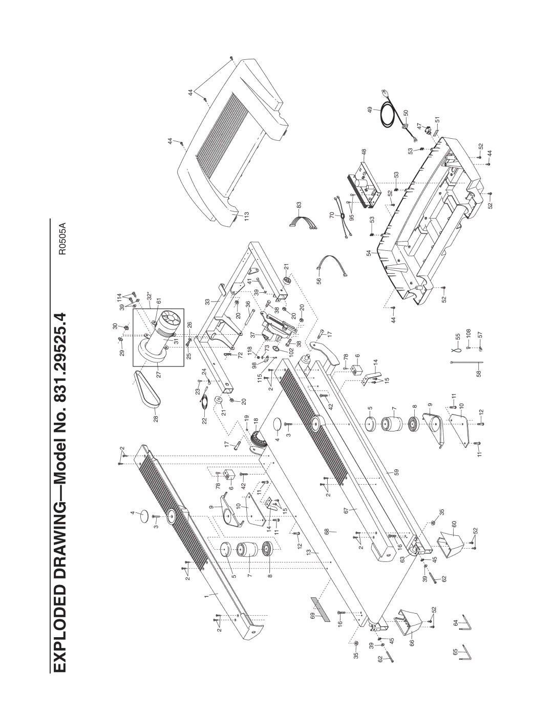 ProForm 831.29525.4 user manual Exploded DRAWING-Model No 