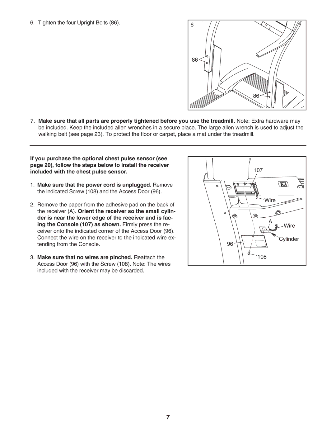 ProForm 831.29525.4 user manual Tighten the four Upright Bolts 