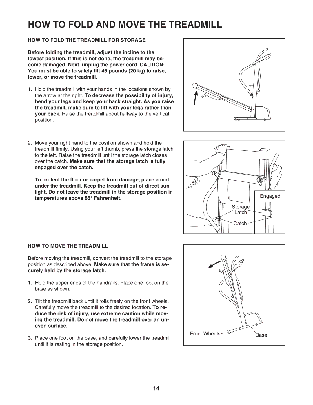 ProForm 831.29533.0 HOW to Fold and Move the Treadmill, HOW to Fold the Treadmill for Storage, HOW to Move the Treadmill 