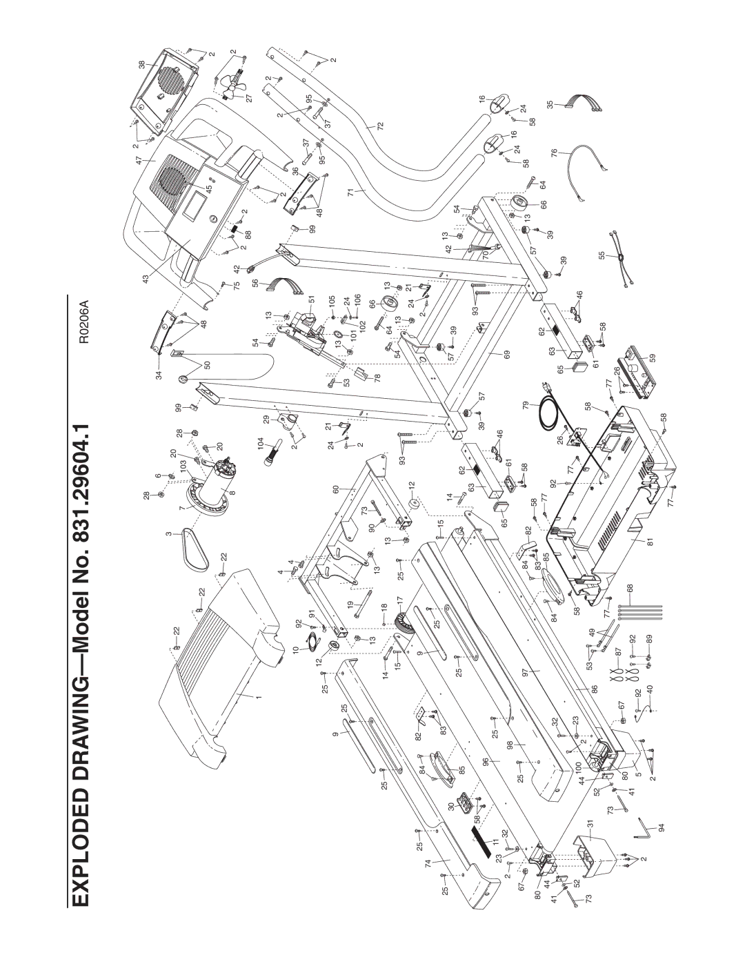 ProForm 831.29604.1 user manual Exploded DRAWING-Model No 