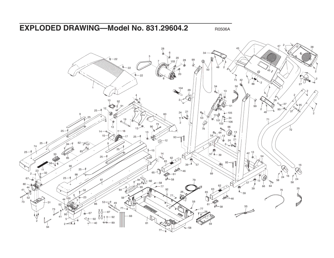 ProForm 831.29604.2 user manual Exploded DRAWING-Model No 