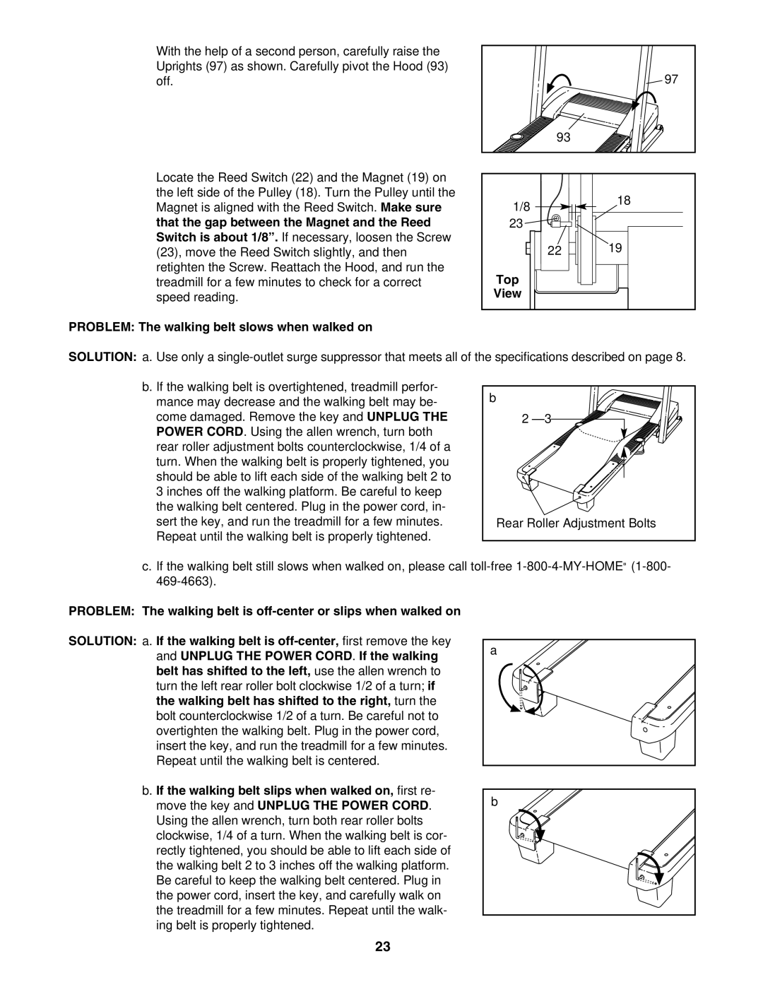 ProForm 831.29605.0 user manual Problem The walking belt slows when walked on Top 