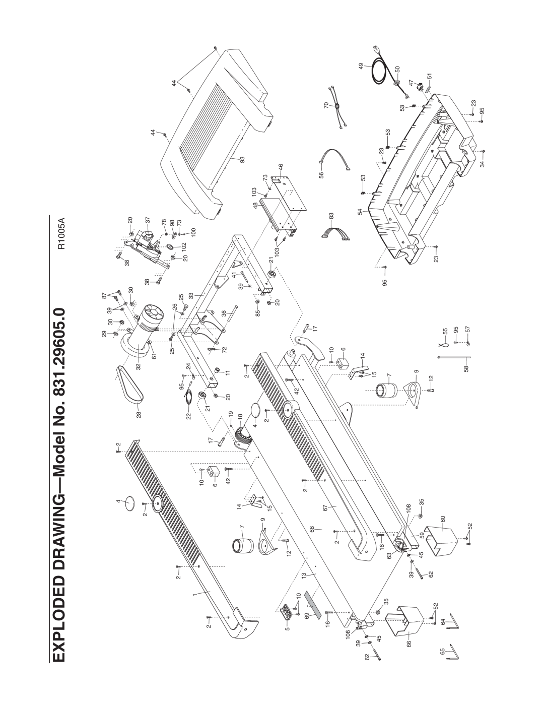 ProForm 831.29605.0 user manual EXPLODED DRAWING-Model No, R1005A 