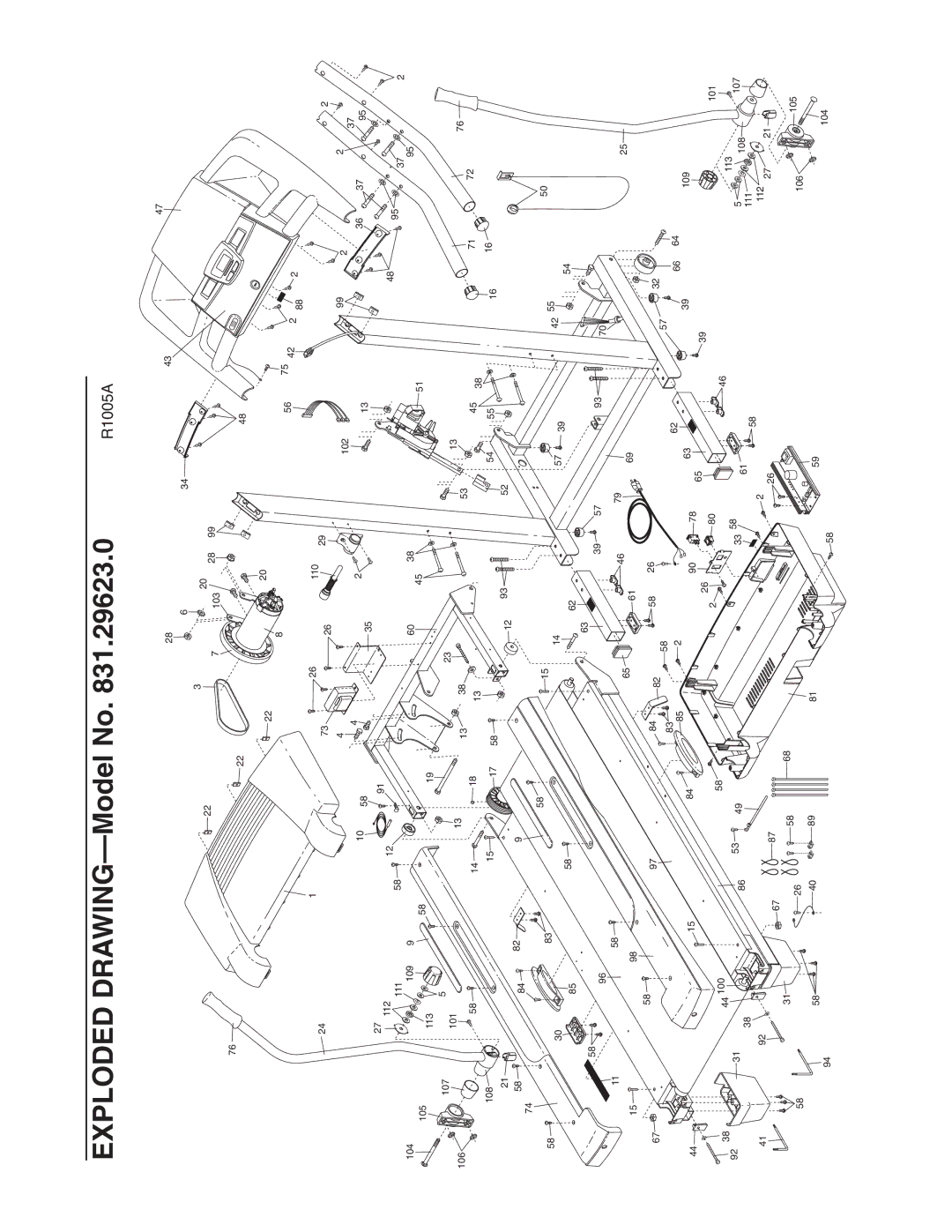 ProForm 831.29623.0 user manual Exploded DRAWING-Model No 