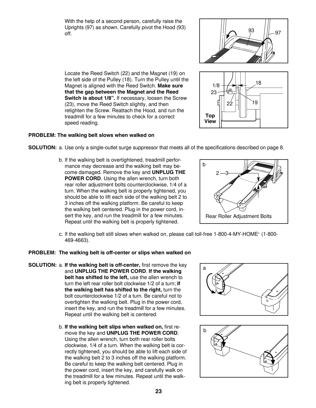 ProForm 831.29675.0 user manual Problem The walking belt slows when walked on Top 