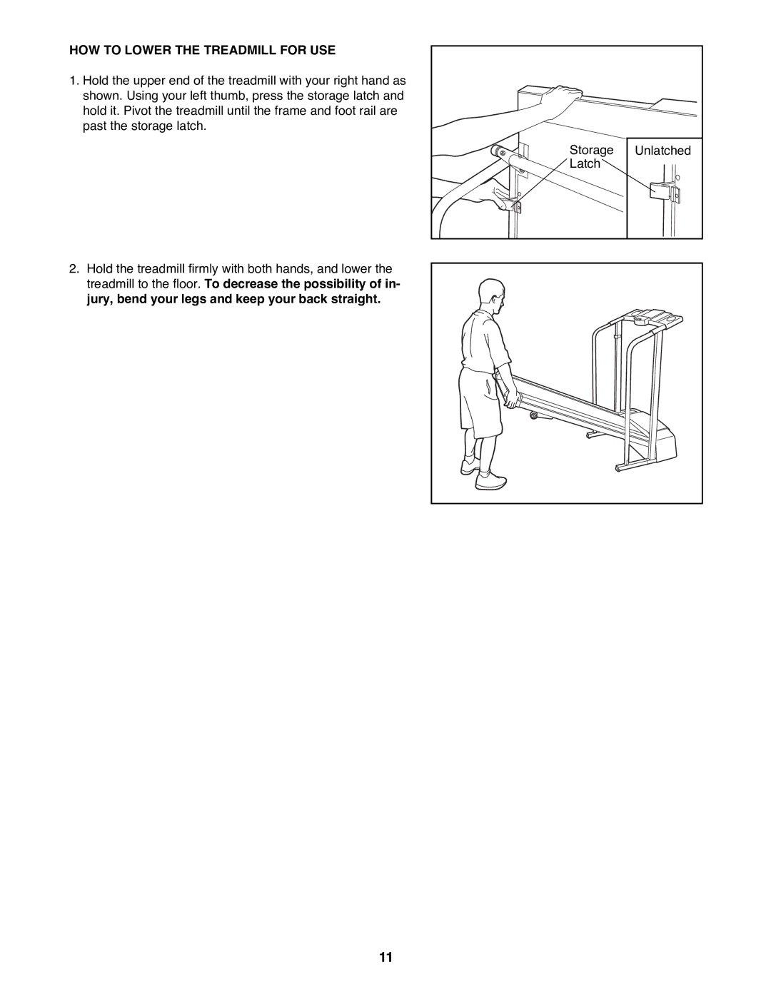 ProForm 831.297000 user manual HOW to Lower the Treadmill for USE 