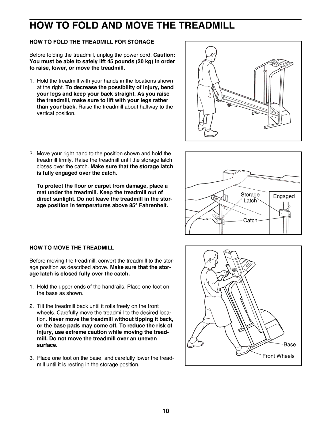 ProForm 831.297062 HOW to Fold and Move the Treadmill, HOW to Fold the Treadmill for Storage, HOW to Move the Treadmill 