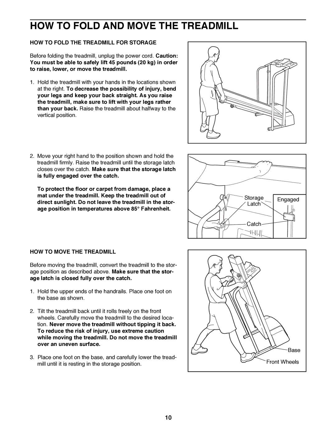 ProForm 831.29721 HOW to Fold and Move the Treadmill, HOW to Fold the Treadmill for Storage, HOW to Move the Treadmill 