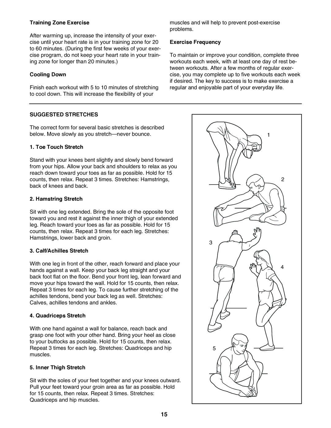 ProForm 831.297390 user manual Suggested Stretches 