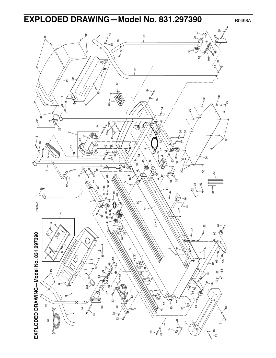 ProForm 831.297390 user manual Exploded, EXPLODED DRAWING-Model No, R0997A, 3956 