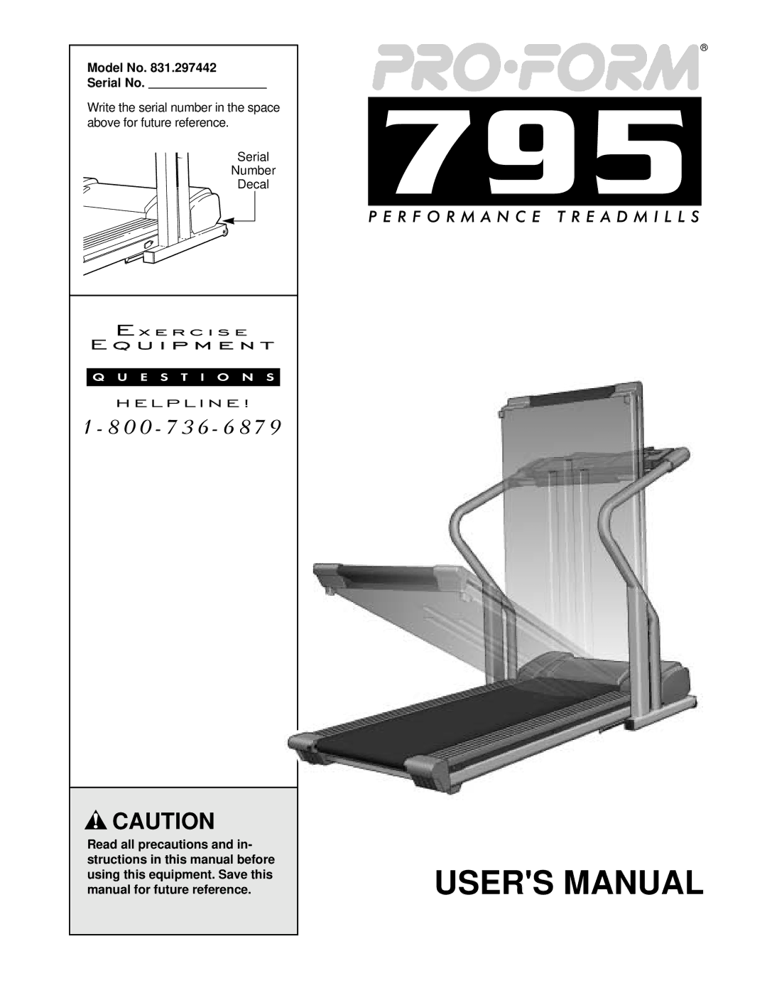 ProForm 831.297442 user manual Model No Serial No 