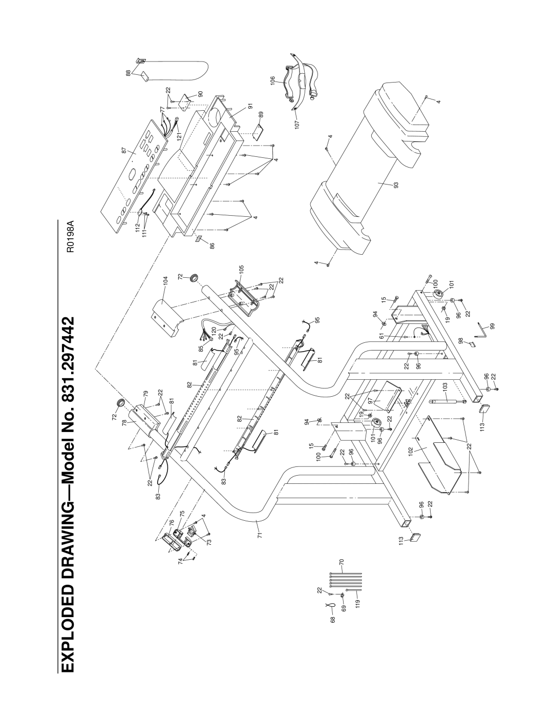 ProForm 831.297442 user manual Exploded DRAWING-Model No 