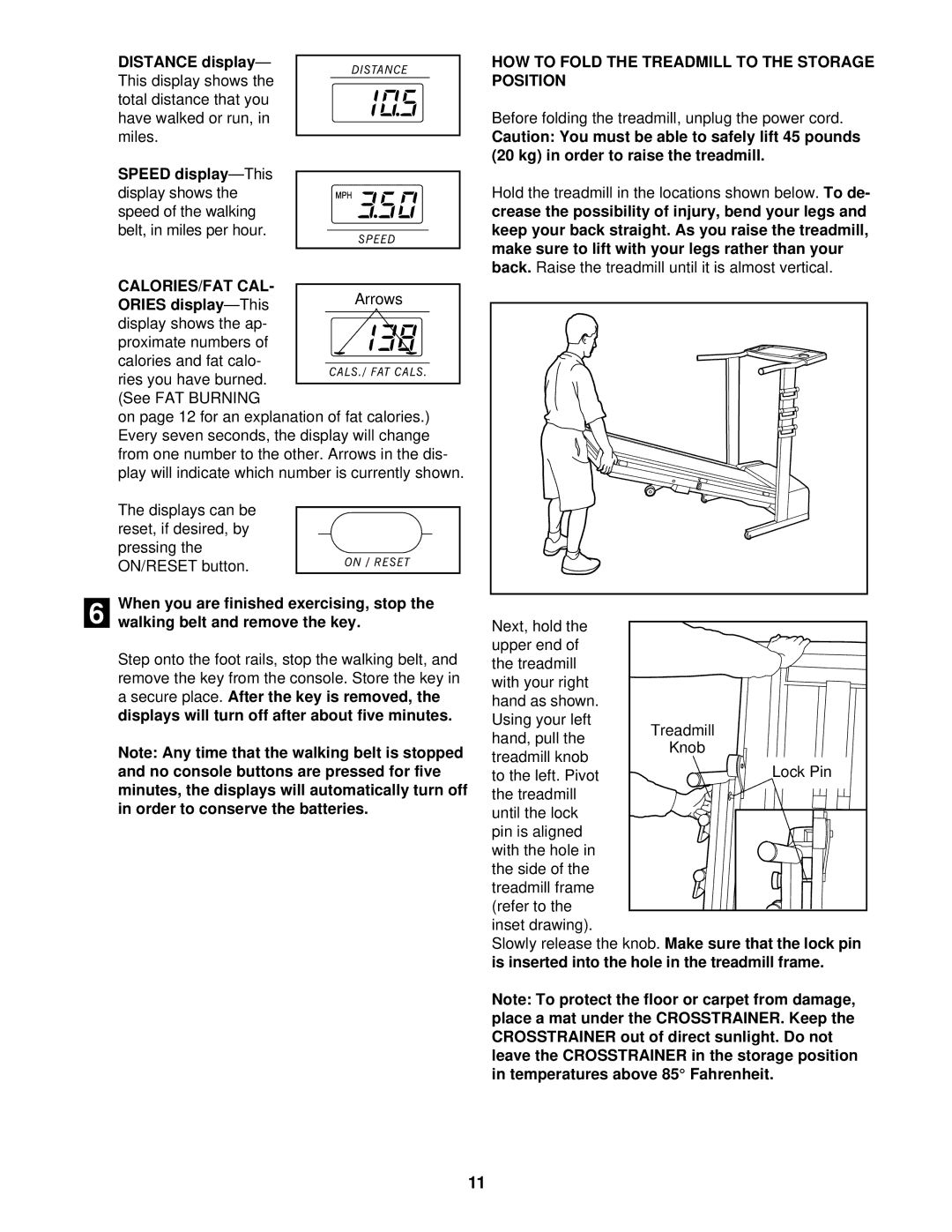 ProForm 831.297461 user manual Calories/Fat Cal, Ories display -This, When you are finished exercising, stop 