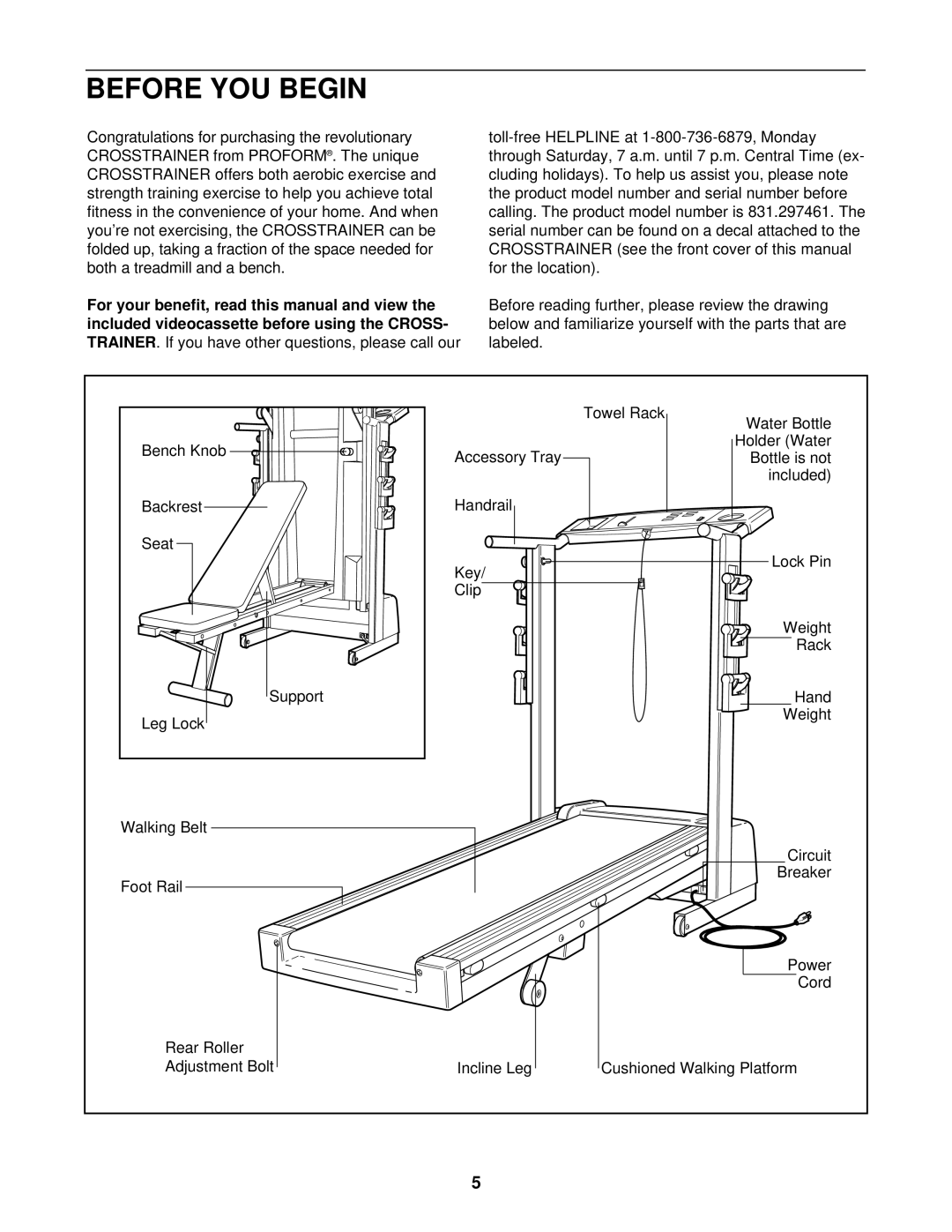 ProForm 831.297461 user manual Before YOU Begin 