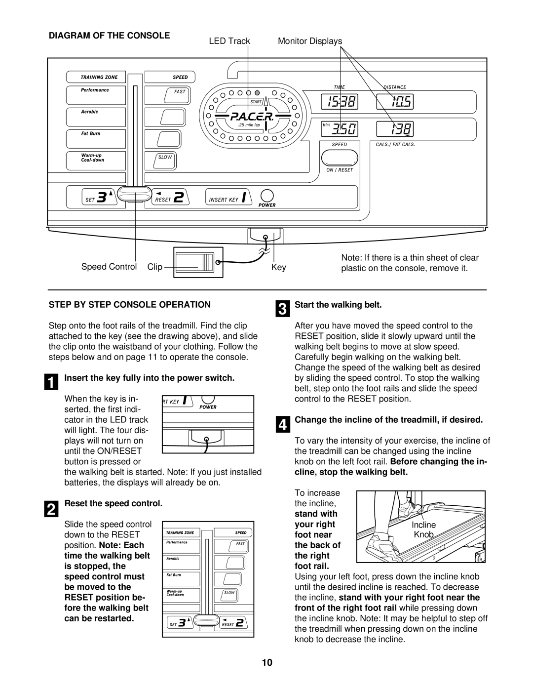 ProForm 831.297470 user manual Diagram of the Console, Step by Step Console Operation 