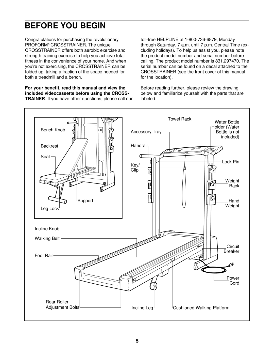 ProForm 831.297470 user manual Before YOU Begin 