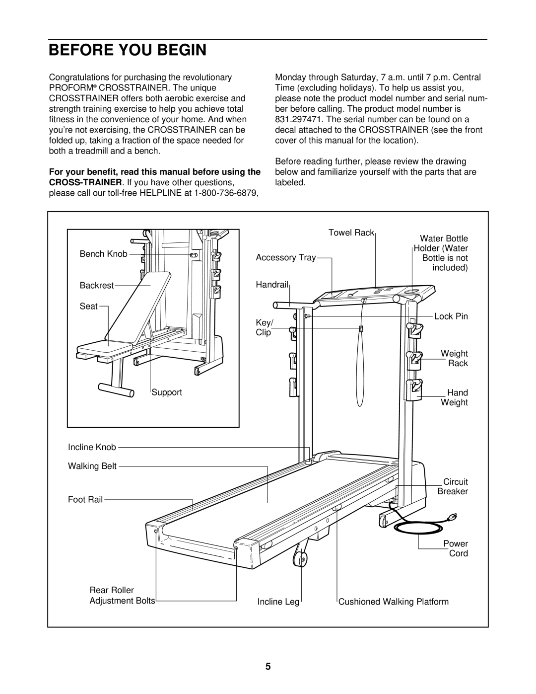 ProForm 831.297471 user manual Before YOU Begin 