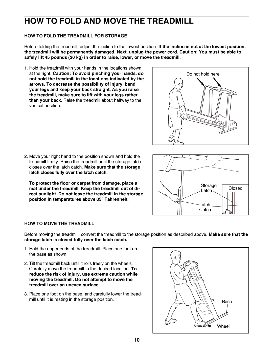 ProForm 831.297671 HOW to Fold and Move the Treadmill, HOW to Fold the Treadmill for Storage, HOW to Move the Treadmill 