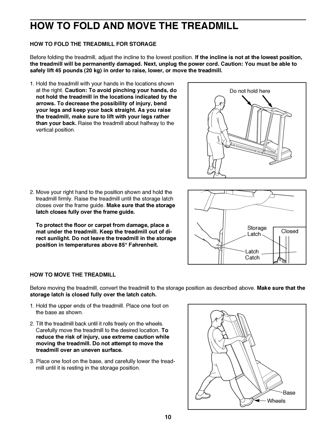 ProForm 831.297680 HOW to Fold and Move the Treadmill, HOW to Fold the Treadmill for Storage, HOW to Move the Treadmill 