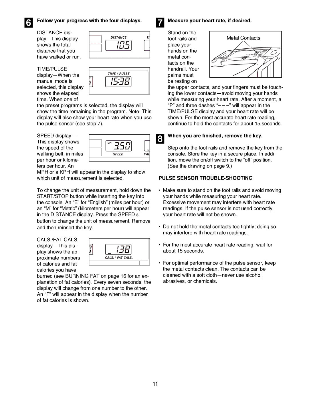 ProForm 831.297880 user manual Follow your progress with the four displays, Measure your heart rate, if desired 