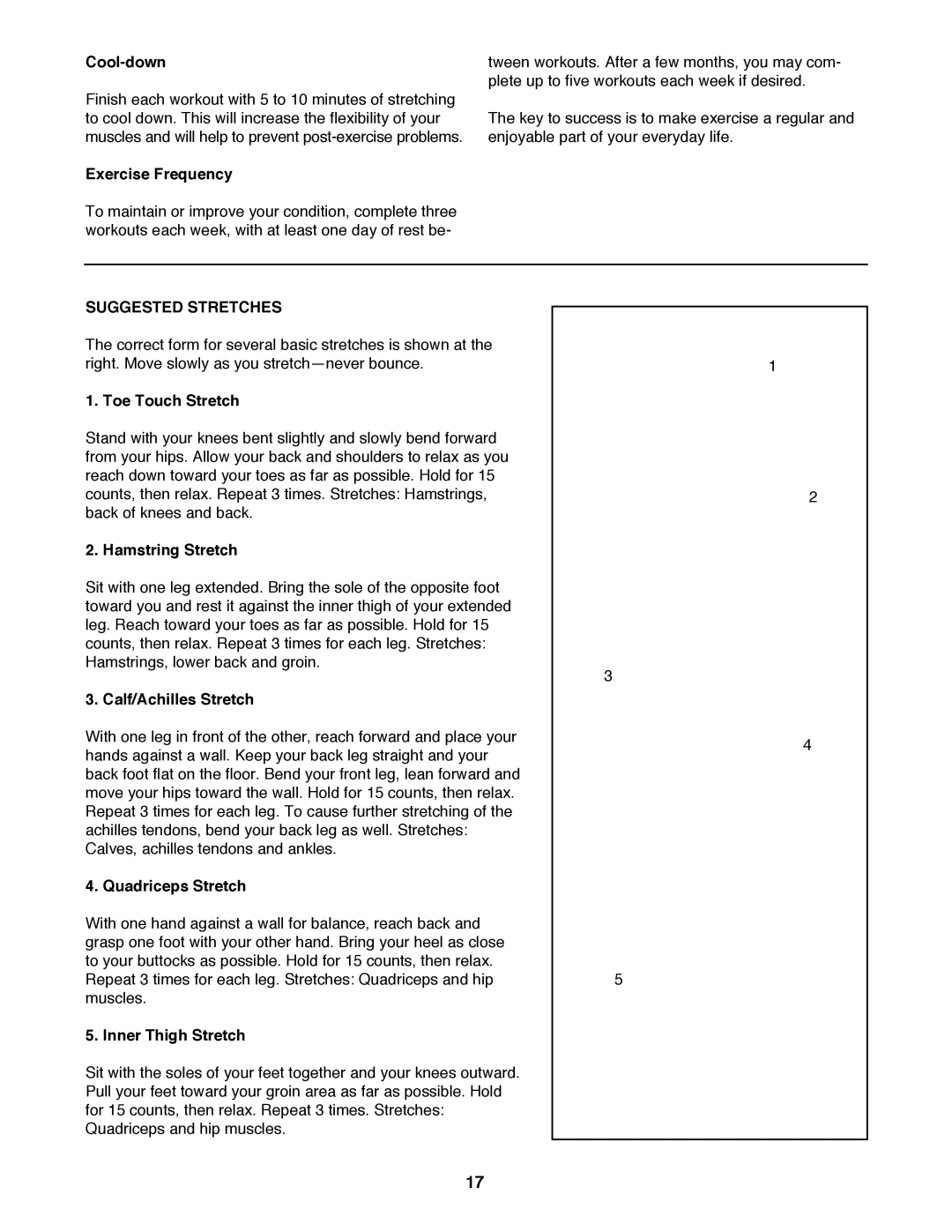 ProForm 831.297880 user manual Suggested Stretches 