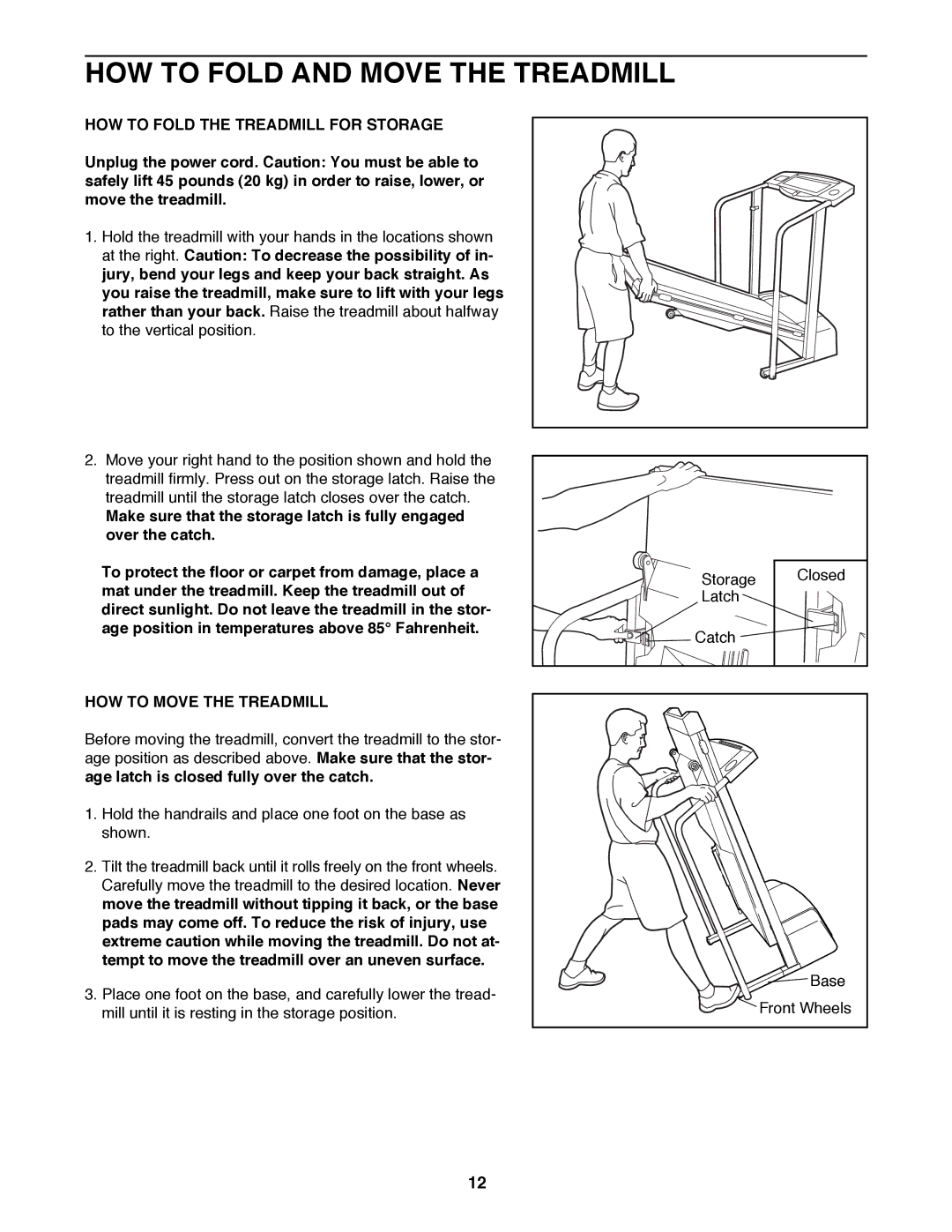 ProForm 831.297890 HOW to Fold and Move the Treadmill, HOW to Fold the Treadmill for Storage, HOW to Move the Treadmill 