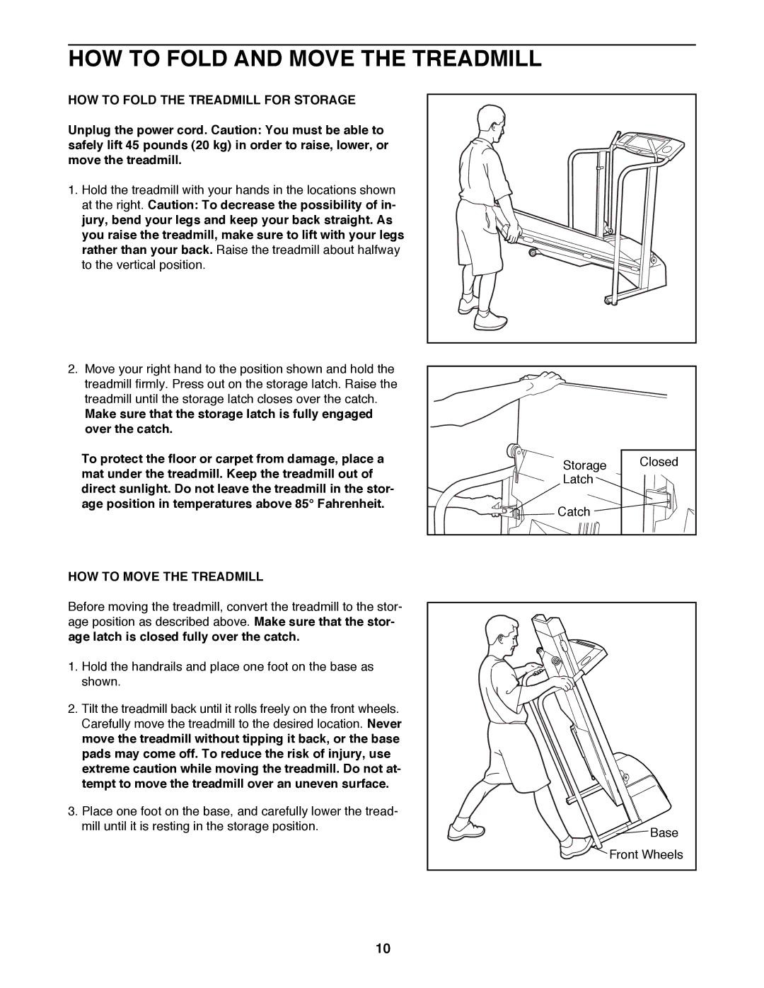 ProForm 831.297950 HOW to Fold and Move the Treadmill, HOW to Fold the Treadmill for Storage, HOW to Move the Treadmill 