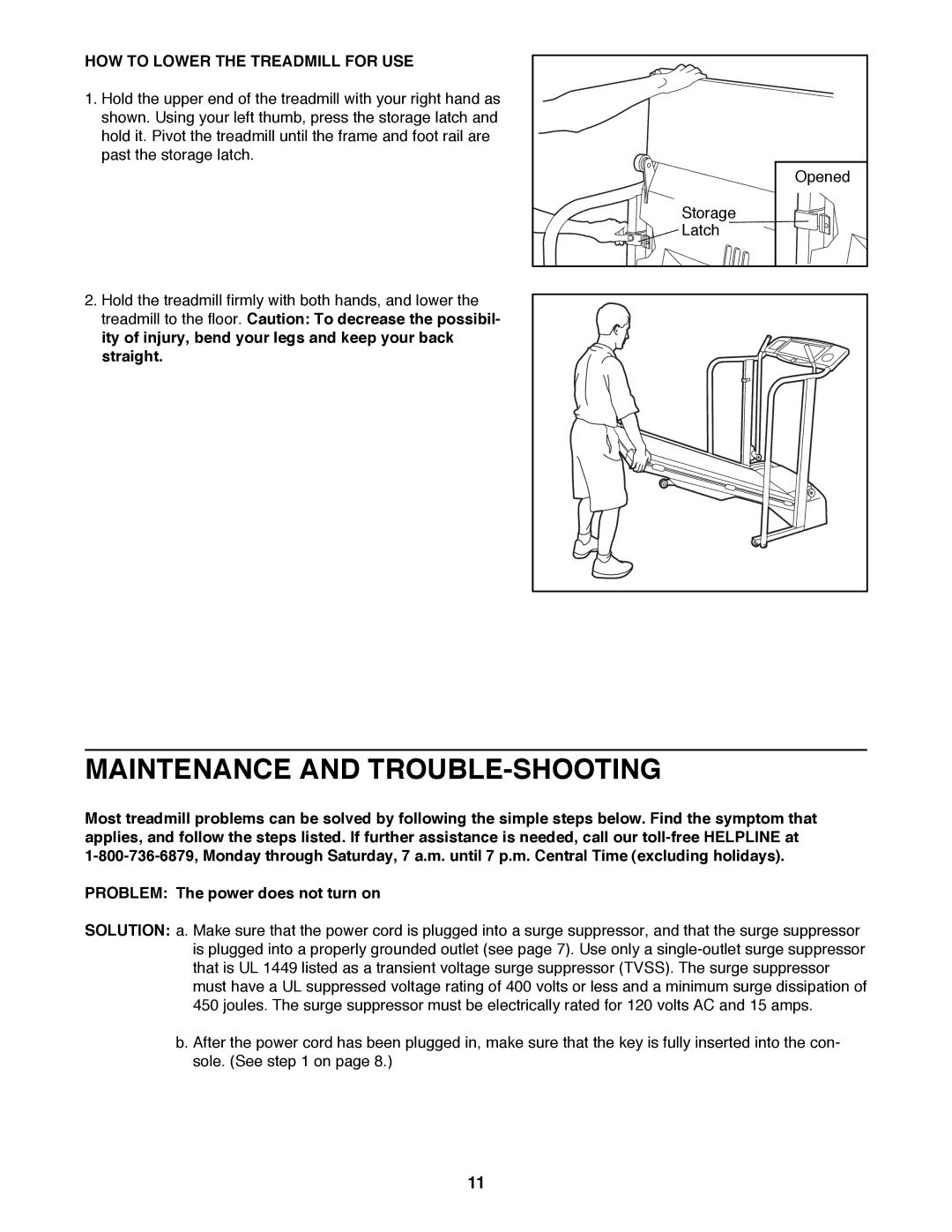 ProForm 831.297950 user manual Maintenance and TROUBLE-SHOOTING, HOW to Lower the Treadmill for USE 