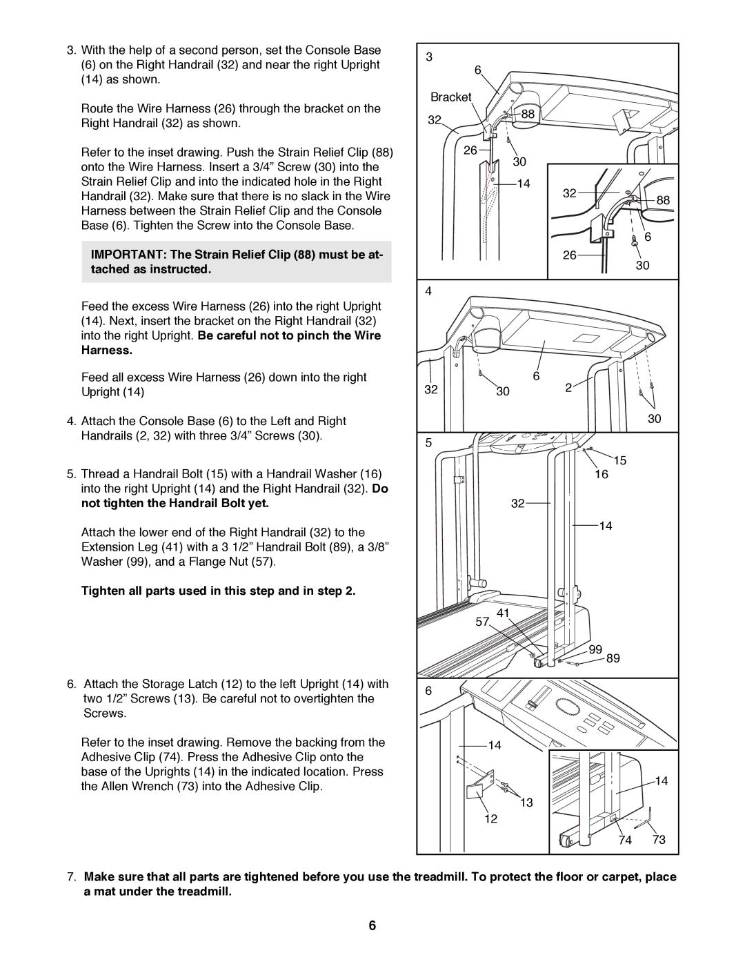 ProForm 831.297950 user manual Harness, Tighten all parts used in this step and in step 