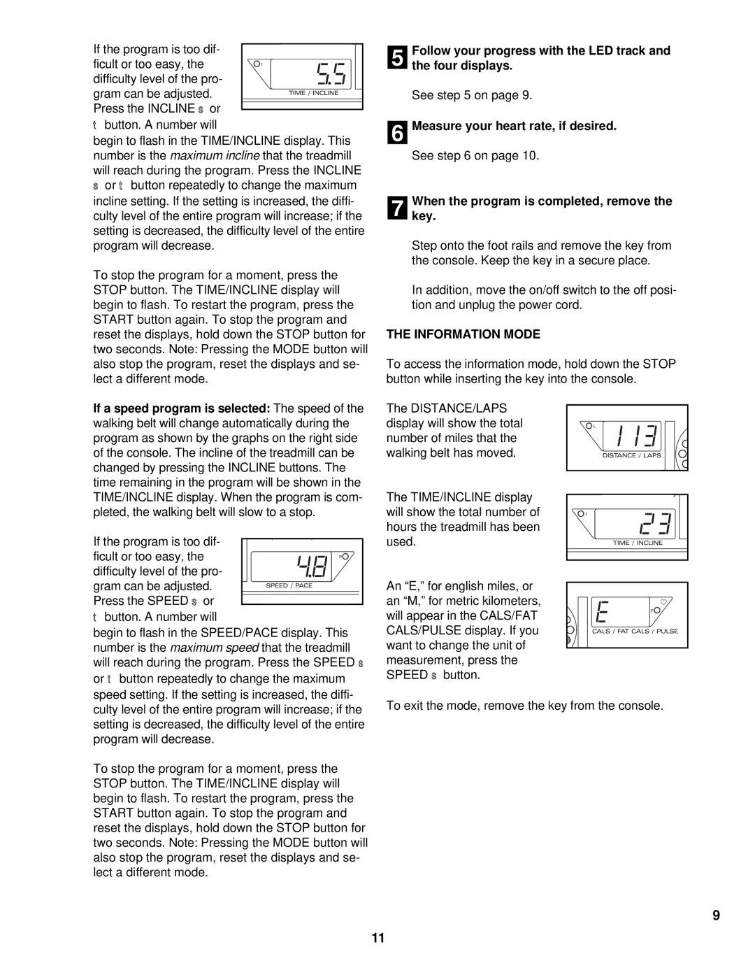 ProForm 831.297980 user manual Follow your progress with the LED track Four displays, Measure your heart rate, if desired 