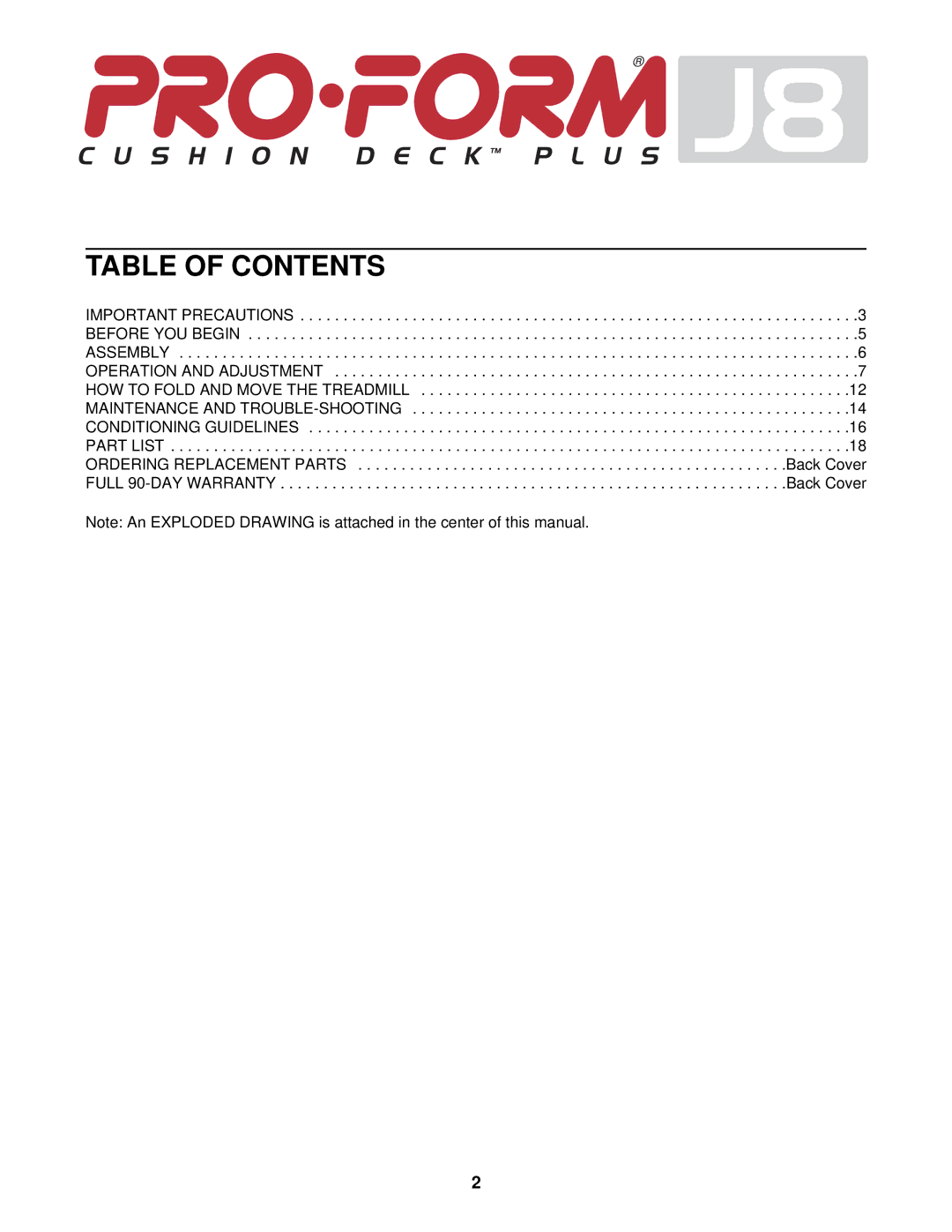 ProForm 831.297980 user manual Table of Contents 